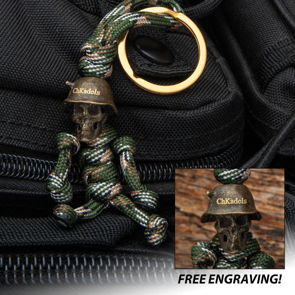 Full image of the Camo Skull Trooper Pendant Keychain. image number 0